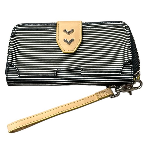 NWOT Stella & Dot Blue and White Striped Wallet - Picture 1 of 5